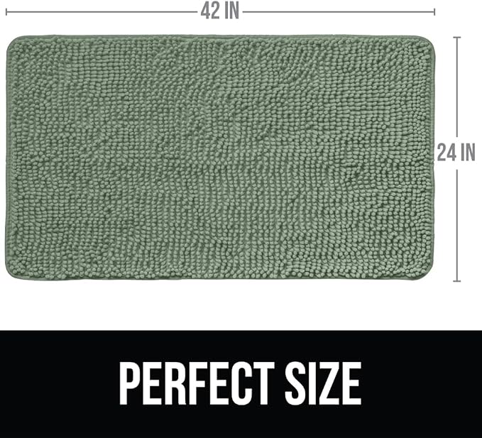 KANGAROO Bathroom Rugs, Chenille Soft Absorbent Bath Rug, Shaggy Shower Mat - Image 2