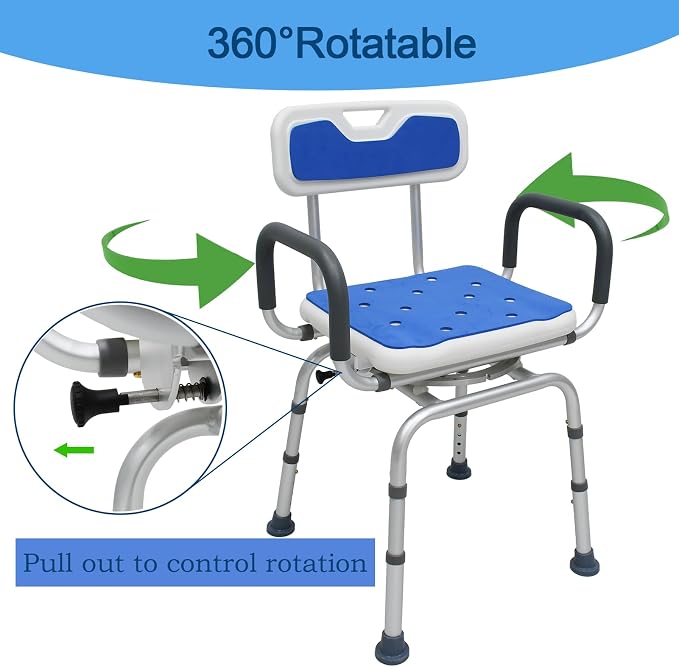 360 ° Swivel Shower Chair, Portable Rotating Shower Seat - Image 5