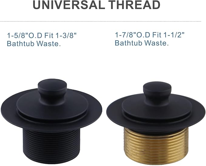 Black tub Drain Lift &Turn Tub Trim Set - Image 7