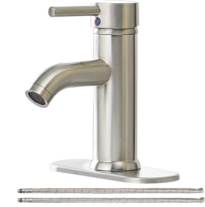Brushed Nickel Bathroom Faucet Single Hole Single Handle Lavatory Basin Bath by Greenspring