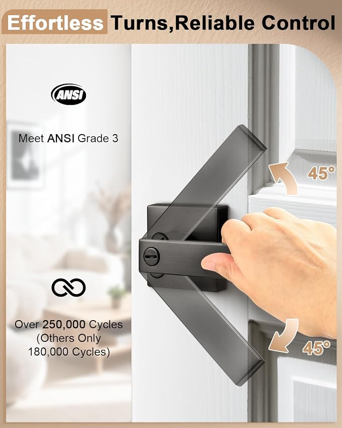 Probrico Interior Privacy Grey Door Lever Handles - Image 4