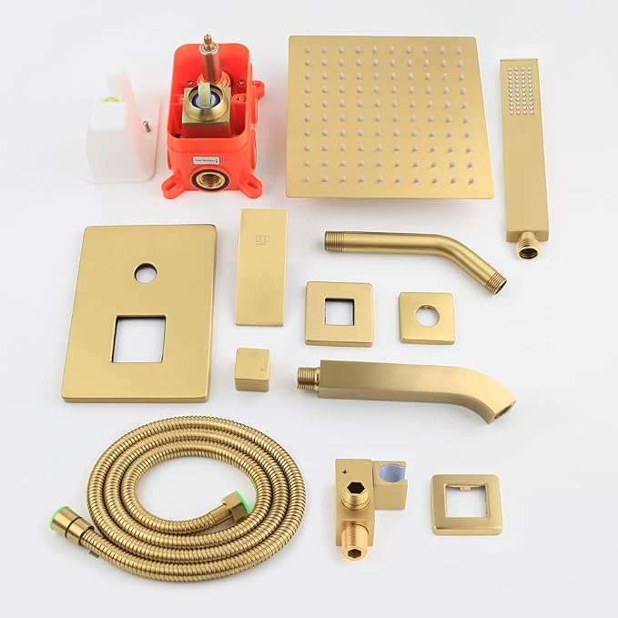 POP SANITARYWARE Brushed Gold Shower System Bathroom Shower Faucet Set - Image 8