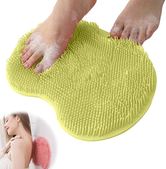 Shower Foot Scrubber Mat with Non-Slip Suction Cups, Foot Back Cleaning Pad by KRUGGO