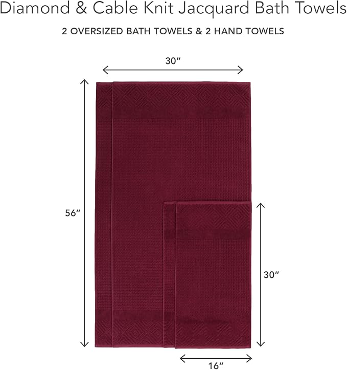 Texere 100% Organic Cotton Diamond Jacquard 700 GSM Luxury Bath Towel Sets - Image 6