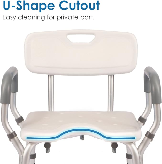 Shower Chair with Arms and Back Heavy Duty 330lbs, Shower Chair - Image 6