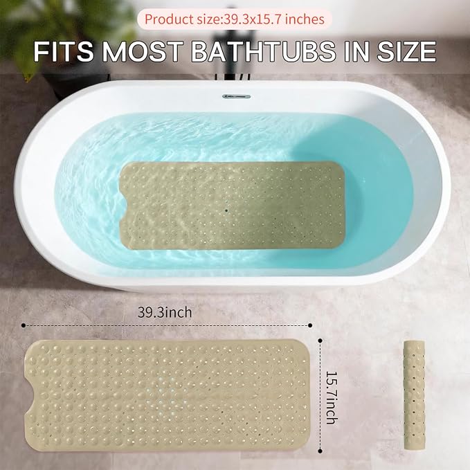 Anti-Slip Bathtub Shower mat, 39.3×15.7 inch（Approximately 100 × 40cm） Soft - Image 3