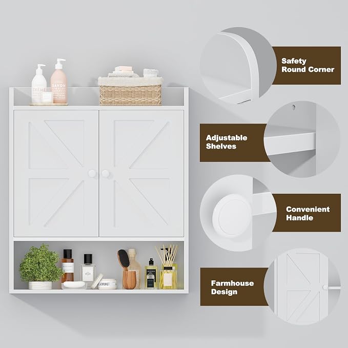 EasyCom Bathroom Cabinet Storage, Farmhouse Medicine Cabinet - Image 7