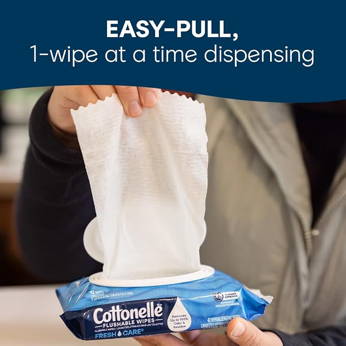 Cottonelle XL Flushable Wet Wipes, Adult Wipes Large, 2 Flip-Top Packs - Image 6