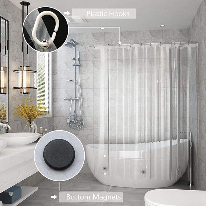 AooHome Extra Long Clear Shower Curtain Liner, 8 Gauge Eva Heavy Duty Classic - Image 2