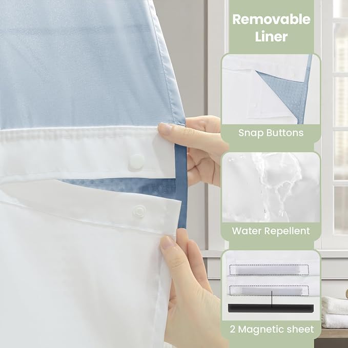 Inhousolu Long No Hook Shower Curtain - Image 5