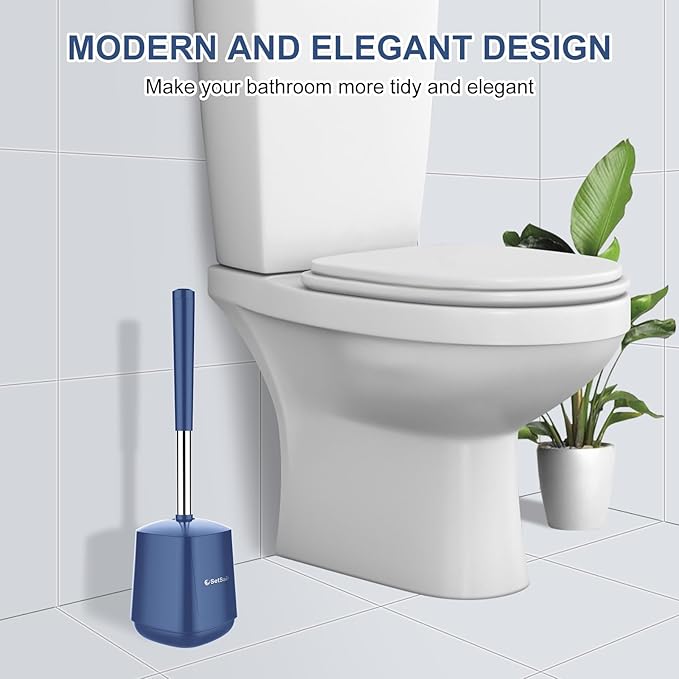 SetSail Toilet Brush and Holder 3 Pack, Self Closing Lid Toilet Bowl Brushes - Image 7