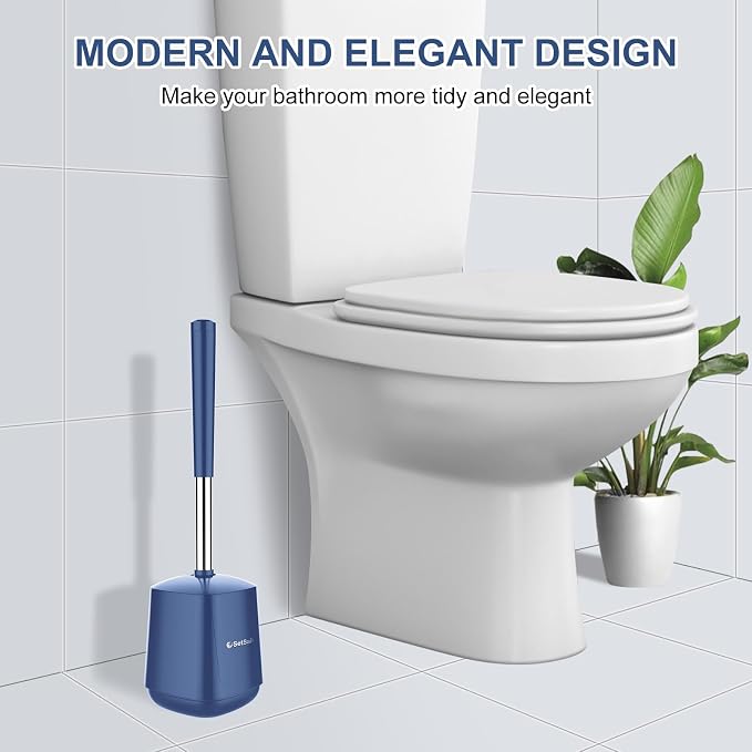 SetSail Toilet Brush and Holder 4 Pack, Self Closing Lid Toilet Bowl Brushes - Image 7