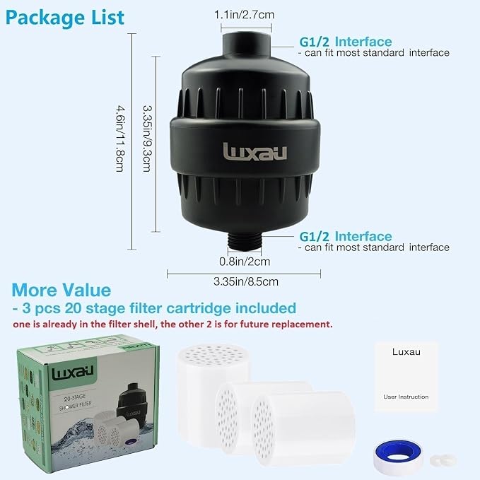 20 Stage Shower Filter with Spin Propeller 3 Cartridge, Improve Skin Hair - Image 4