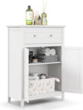 COSTWAY Bathroom Floor Cabinet, Wooden Side Storage Organizer w/Larger Drawer by COSTWAY