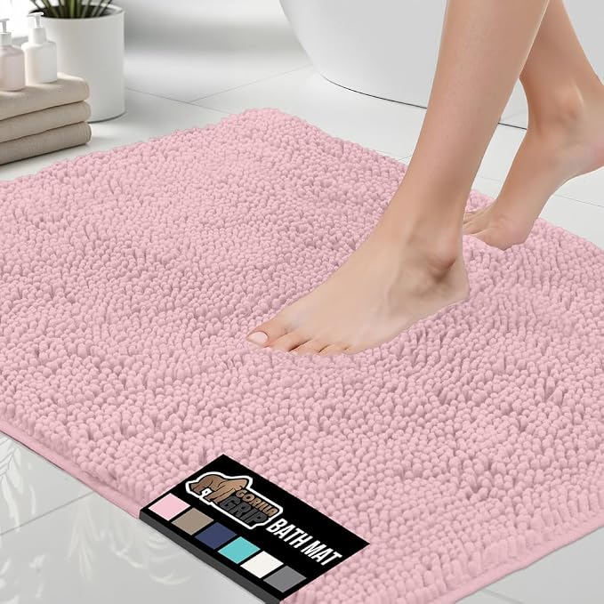 GORILLA GRIP Bath Rug Mat 44x26, Soft Absorbent Chenille, Quick Dry Microfiber by GorillaGrip