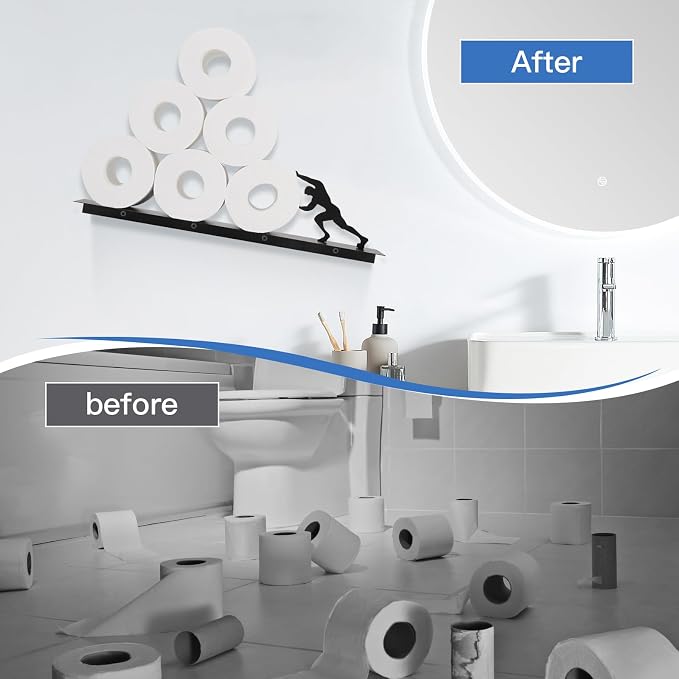 Multifunctional Wall-Mounted Toilet Paper Holder Shelf – Heavy-Duty Metal - Image 5