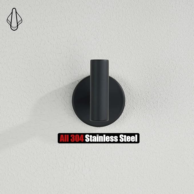 JQK Bathroom Hardware Set, 5-Piece Bath Accessories Set Matte Black Wall Mount - Image 6