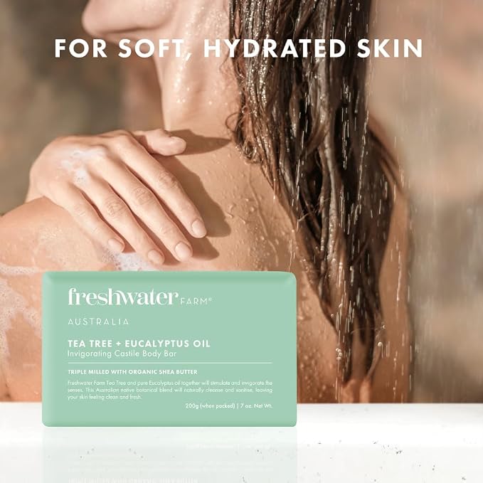 Freshwater Farm Australia Natural Soap Bar- Tea Tree + Eucalyptus Oil| 7oz x 8 - Image 6