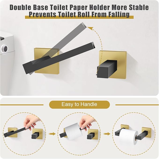 TURS 10-Piece Bathroom Hardware Accessories Set Black&Gold Towel Bar Holder Set - Image 3