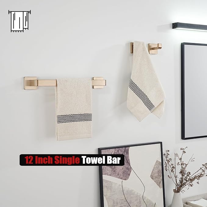 JQK Champagne Bronze Towel Bar, 12 Inch 304 Stainless Steel Thicken 0.8mm Towel - Image 6