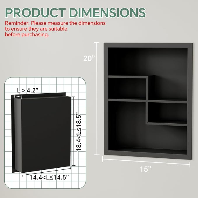 Stainless Steel Recessed Medicine Cabinet 14 * 18, Rust-proof Metal Wall Niche - Image 2