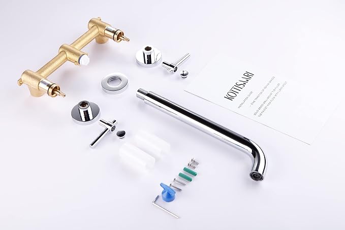 Wall Mount Tub Filler, Two Handle Bathtub Faucet, Extra Long Spout Reach - Image 6