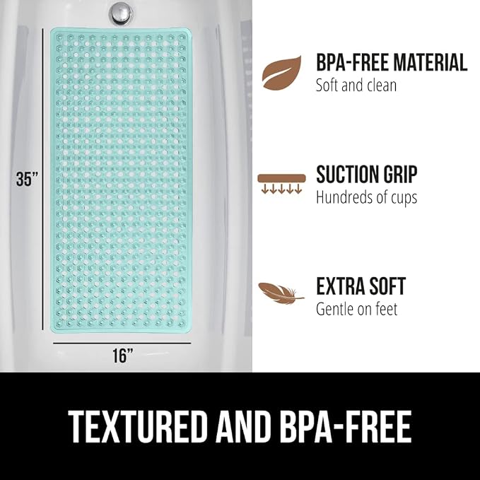 GORILLA GRIP Patented Bath Tub Shower Mat, Machine Washable Bathtub Floor Liner - Image 5