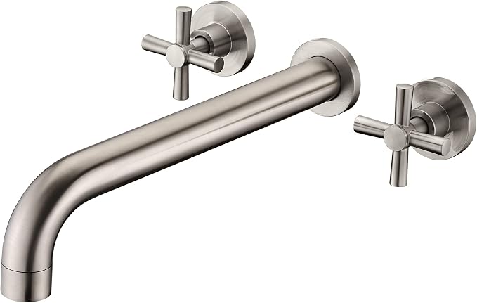 SUMERAIN Tub Faucet Brushed Nickel Wall Mount Tub Filler High Flow Bathtub by SUMERAINFAUCETS