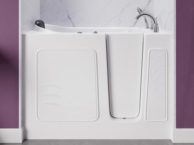 ANZZI Walk-In Bathtub Whirlpool 26" x 53" Acrylic White Right Drain 15 Jets - Image 4