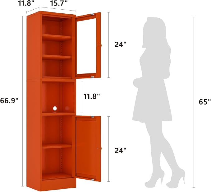 Metal Bathroom Storage Cabinet, Slim Metal Locker - Image 3