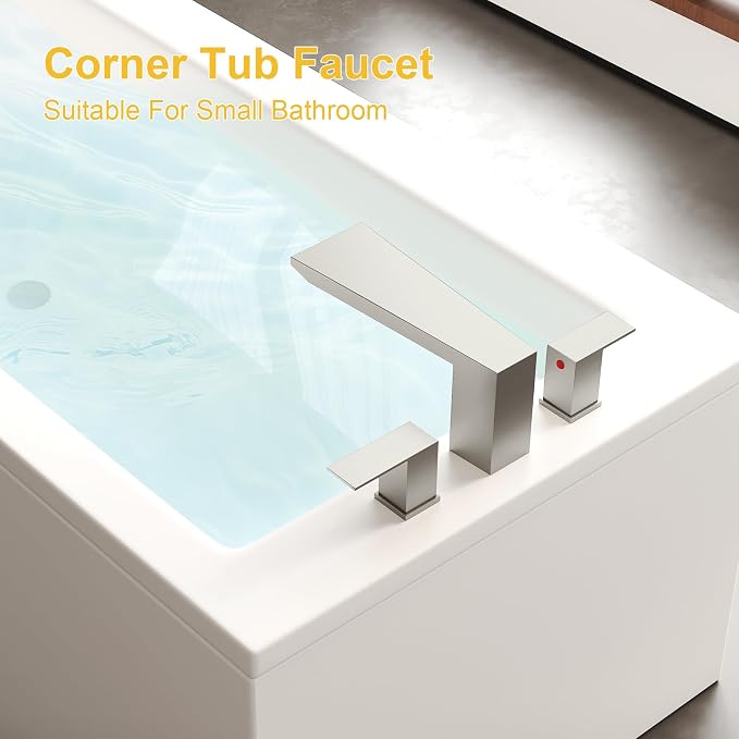 BESy Waterfall Roman Tub Faucets, Deck Mount Bathtub Faucets Set, Garden 3 - Image 4