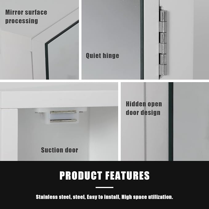 eclife 24" Bathroom Corner Medicine Cabinet W/Mirror, Single Door Bathroom - Image 9