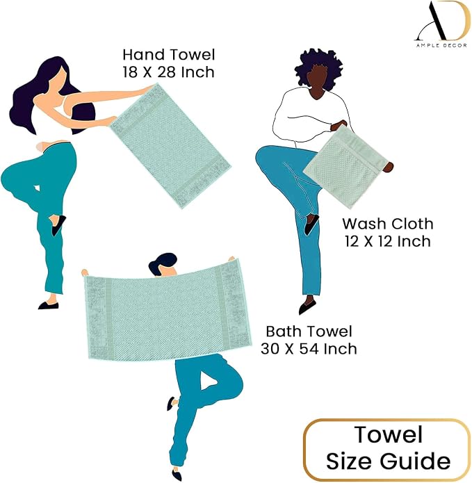 Ample Decor Bathroom Towel Set of 6-2 Bath Towel, 2 Hand Towel, 2 Wash Cloths - Image 5