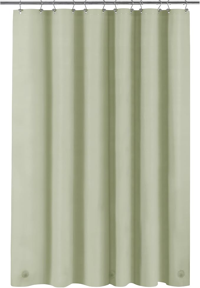 Sage Green Plastic Shower Curtain Liner by BarossaDesign