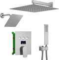 Temperature Display Shower Fixtures Brushed Nickel Rainfall Shower System by KATAIS
