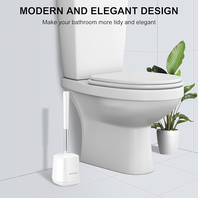 SetSail Toilet Brush, Self Closing Lid Toilet Bowl Brushes Holder and Extra - Image 7