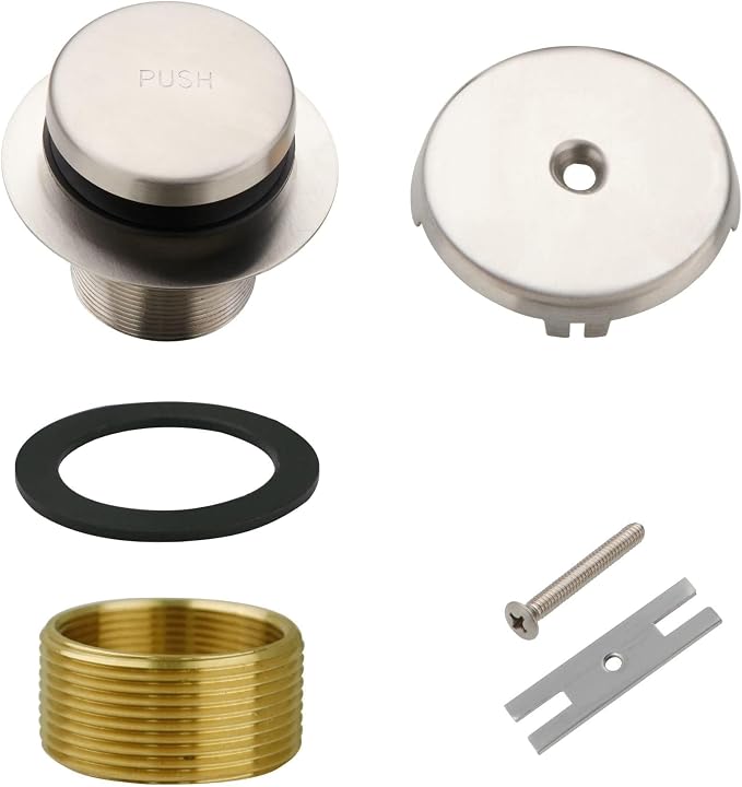 Brushed Nickel Bathtub Drain Tip-Toe Single Hole, Welsan Tub Drain Trim Set by WELSANGREENHOME