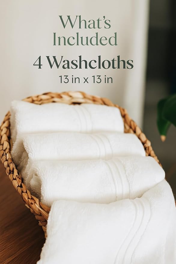 Milara Turkish Super-Plush Wash Cloths Set 4-Piece | Premium 100% Cotton - Image 9