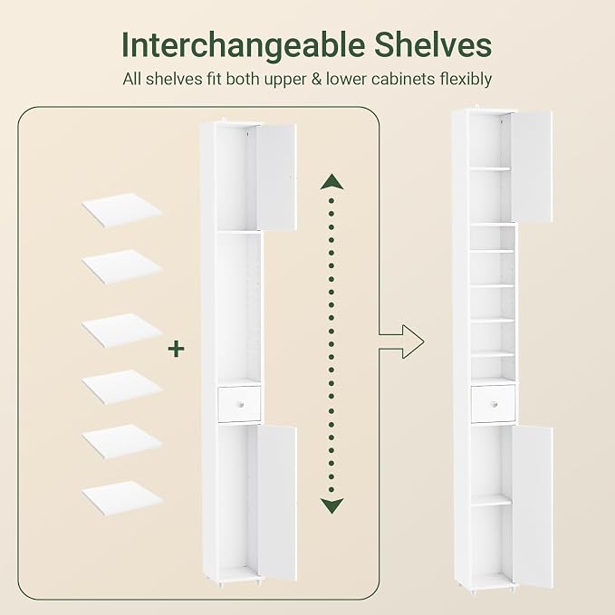SoBuy Bathroom Narrow Storage Cabinet, Skinny Tall Unit - Image 10
