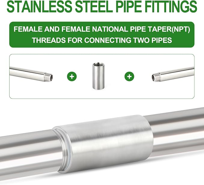 TAISHER 4PCS Stainless Steel Pipe Fittings, 1/2" NPT Female x 1/2" NPT Female - Image 5