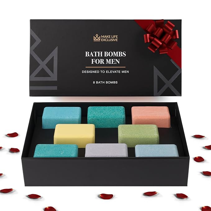 Bath Bombs for Men, Block Shape, Gifts for Men, 8 Large 5oz Bombs, 100% Natural - Image 7