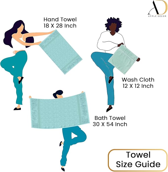 Ample Decor Bathroom Towel Set of 18-4 Bath Towel, 4 Hand Towel, 10 Wash Cloths - Image 5
