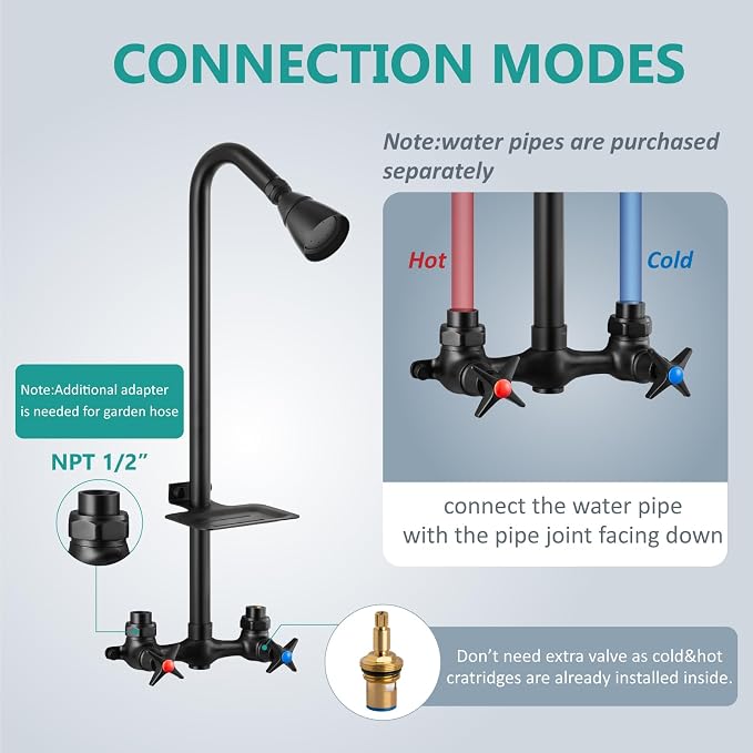 Aolemi Outdoor Shower Kit, Outdoor Shower Fixtures Faucet System - Image 8