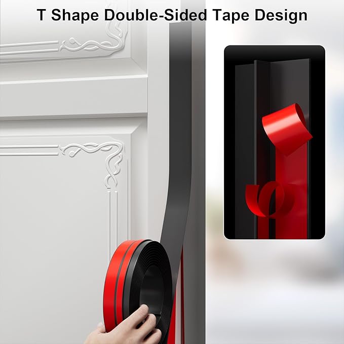 T-Shaped Door Draft Stopper, 1.37 in x 40 Ft Silicone Seal Strip - Image 2