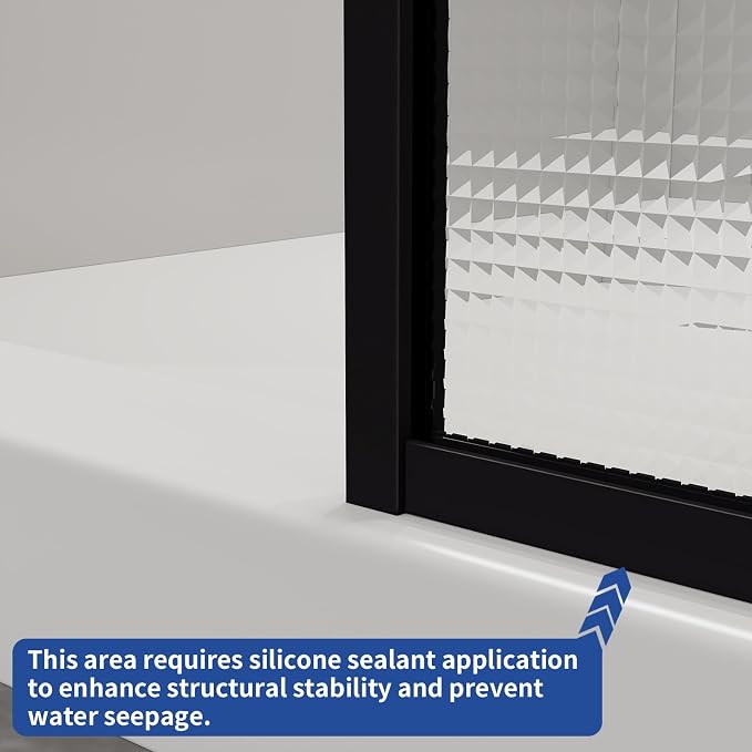 Dimaris Shower Door 30" X 78" Tempered Fluted Glass Framed Shower Screen Shower - Image 4