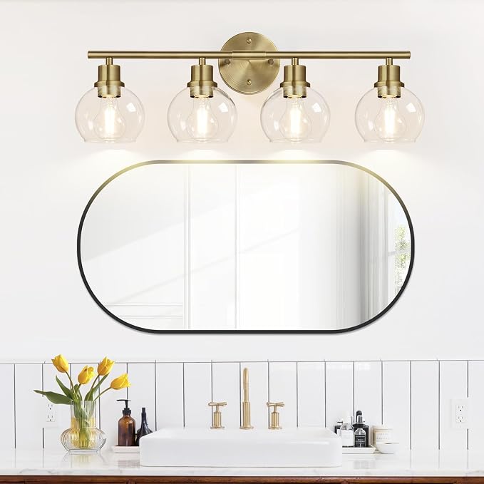 2024 Upgrade 4-Light Bathroom Light Fixtures, Brushed Brass Bathroom Lights - Image 5