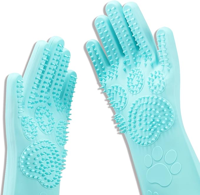 Pet Grooming Magic Gloves, Dog Cat Bathing Shampoo Brush, Silicone Hair Removal by Srtood