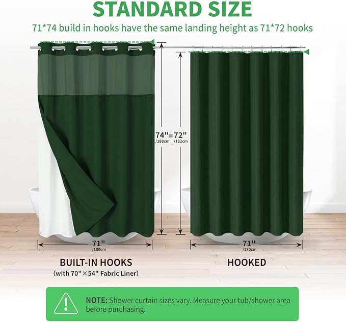 No Hooks Needed Linen Textured Shower Curtain - Image 7