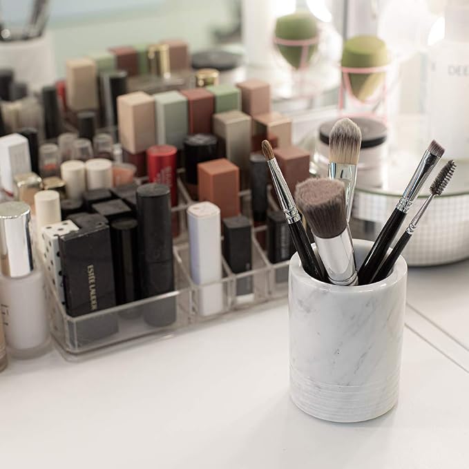 Natural Marble SPA Collection Tumbler Toothbrush Holder Makeup Brush Holder - Image 7