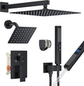 Rain Shower System Matte Black Shower Faucet Set, Dual Rainfall Shower Head Set by FAROLAN